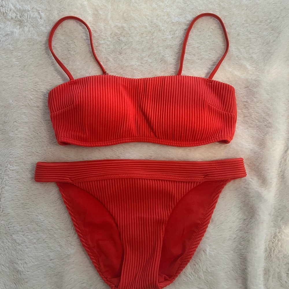 Hollister Red Ribbed Bikini Set